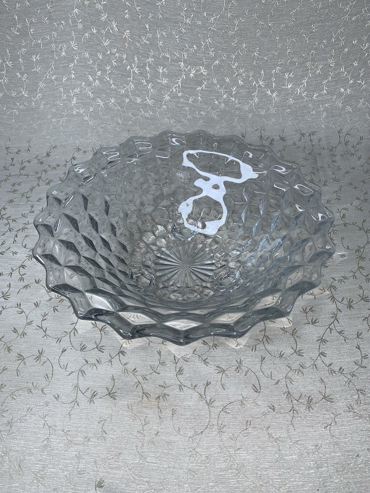 Fostoria American Cubist Clear Glass 3 Footed Serving Bowl 10” Vintage