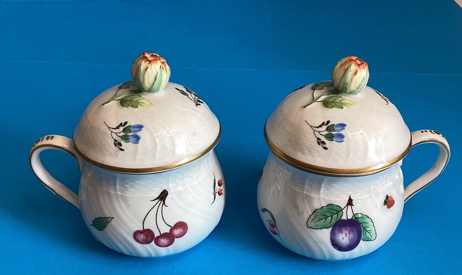 Richard Ginori 1735 Italian Fruits 2 Pc Pot de Creme w/Lid & Base