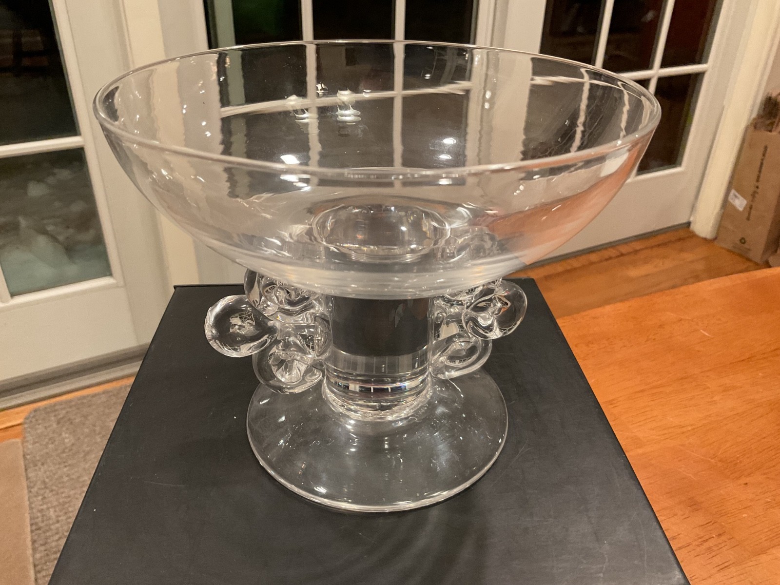 SIMON MOORE SIGNED / DATED CONTEMPORARY STUDIO ART GLASS COMPOTE DATED 1992