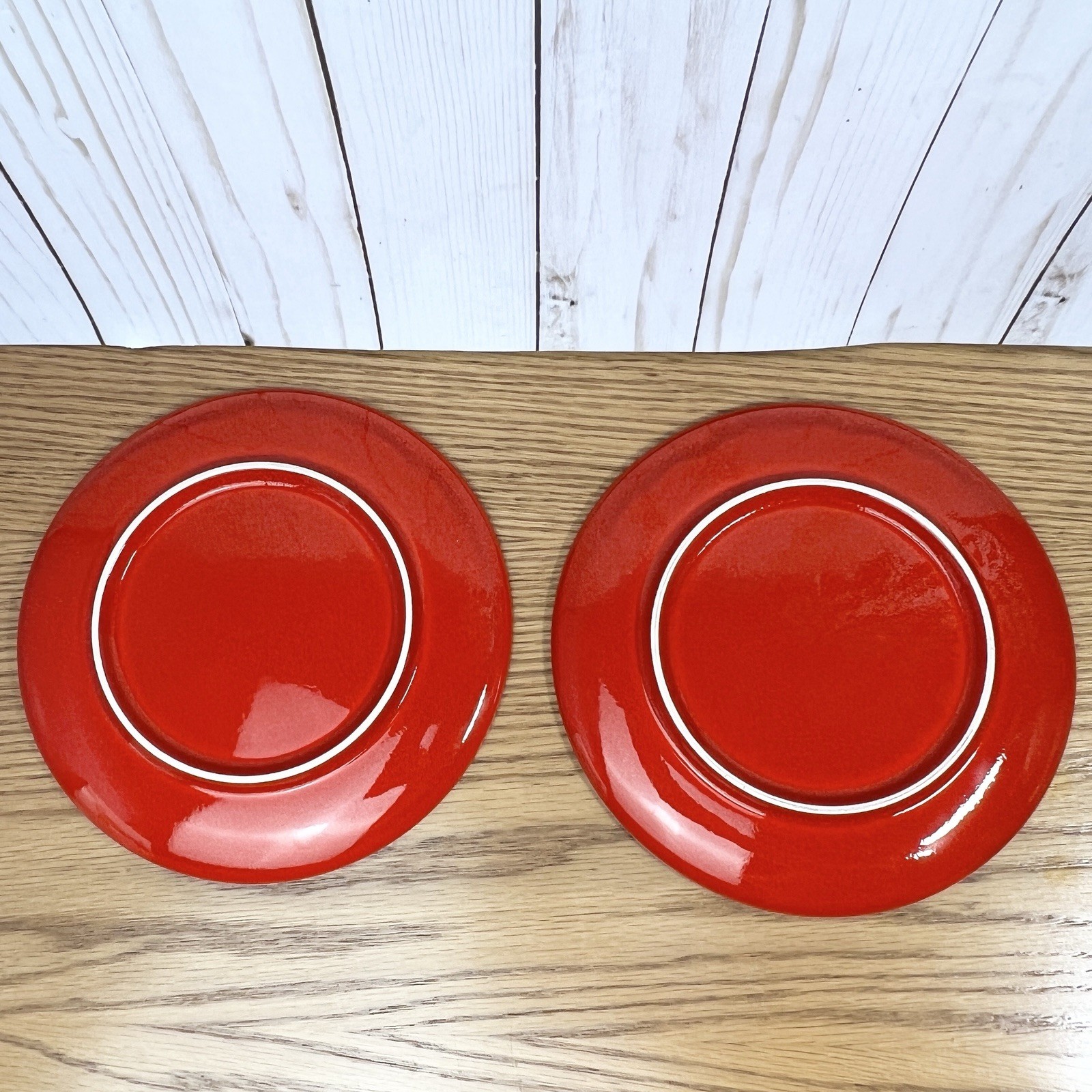 Waechtersbach Germany Red Christmas Tree 7.75″ Salad Plates Bread Dessert Set 6