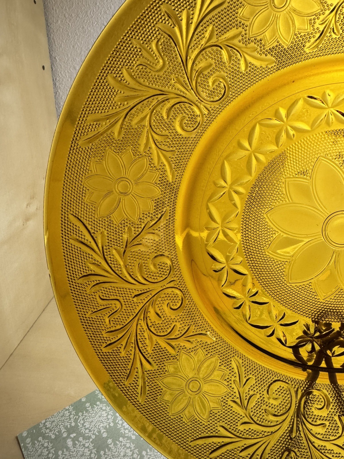 Tiara Daisy Indiana Glass Amber 12” Sandwich Platter Plate