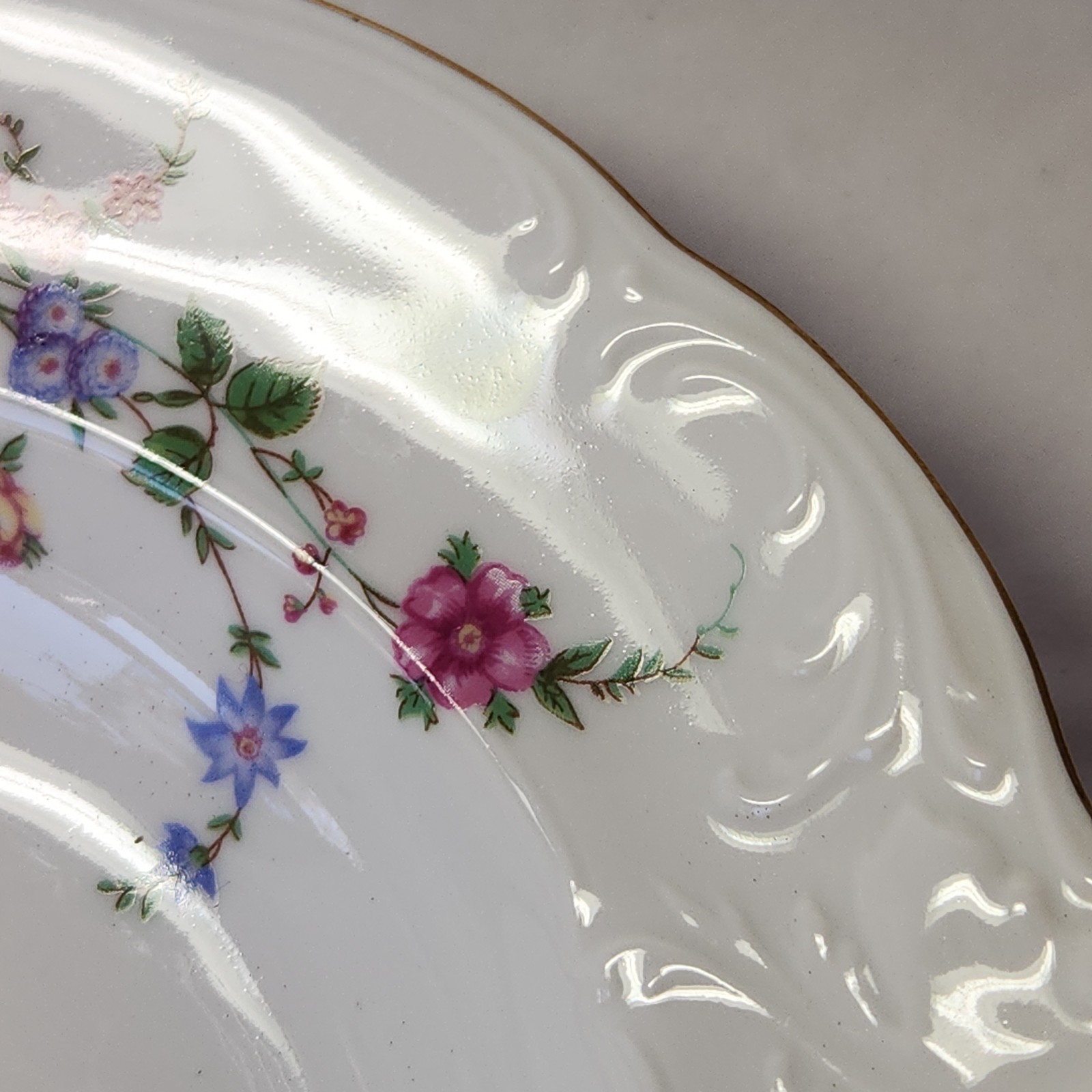 2 Rimmed Soup Bowl Floral Vintage Wawel China, ROSE GARDEN Made In Poland 8 1/8″