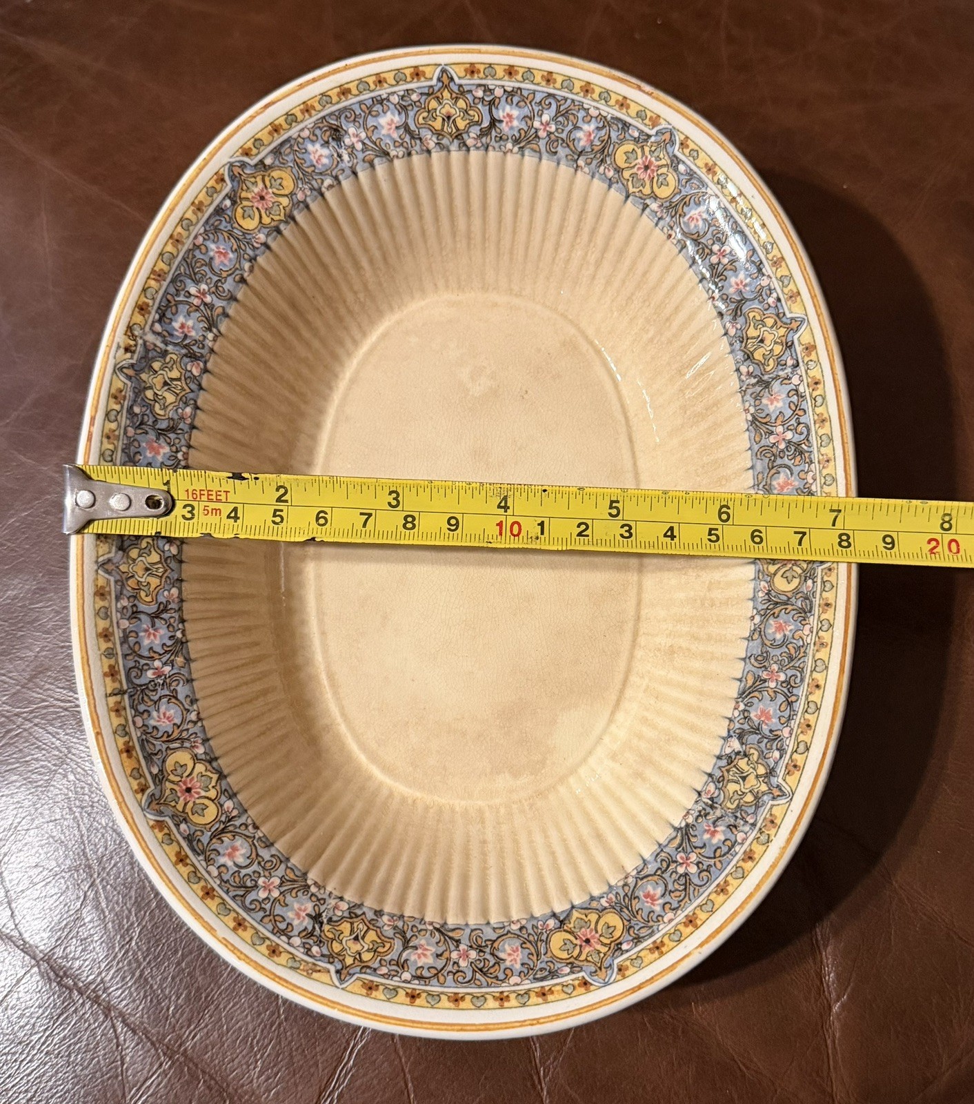 Ridgways England Orient Vegetable Dish Ceramic 9” Crackle Glaze CF Bassett 1924