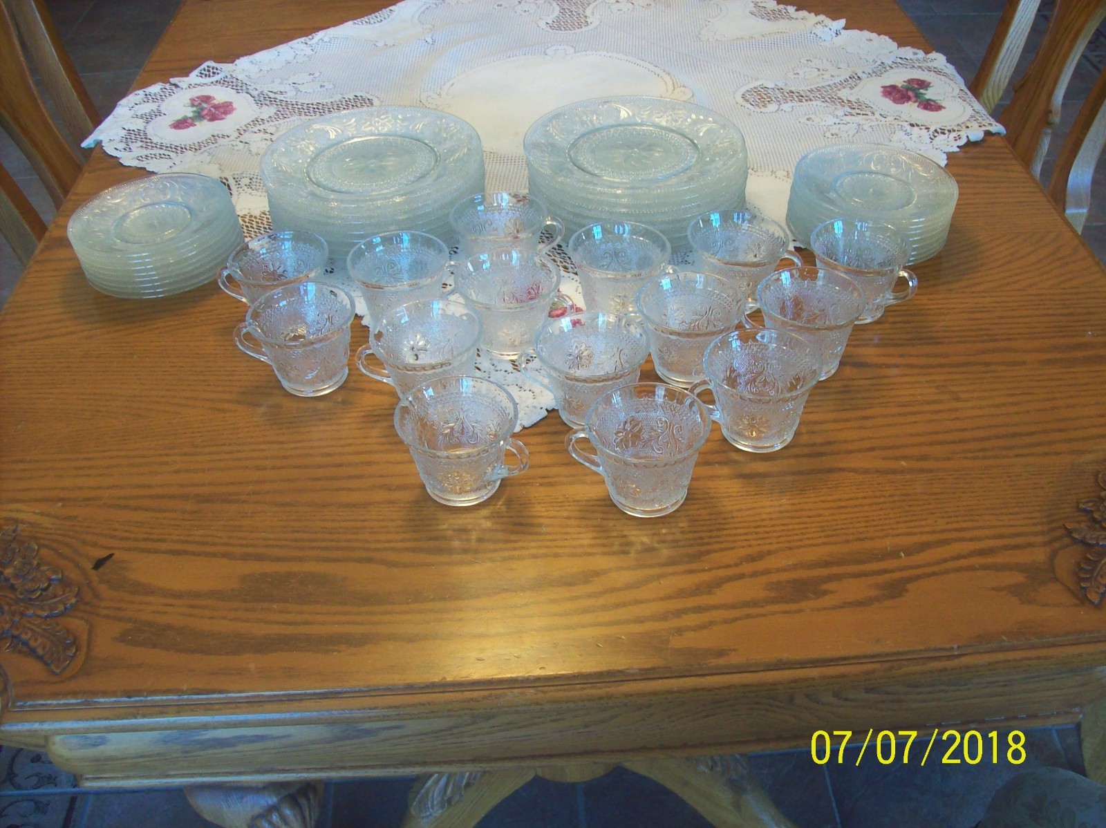 Tiara Sandwich Pattern By Indiana Glass Clear 47 Piece Grouping Luncheon Snack