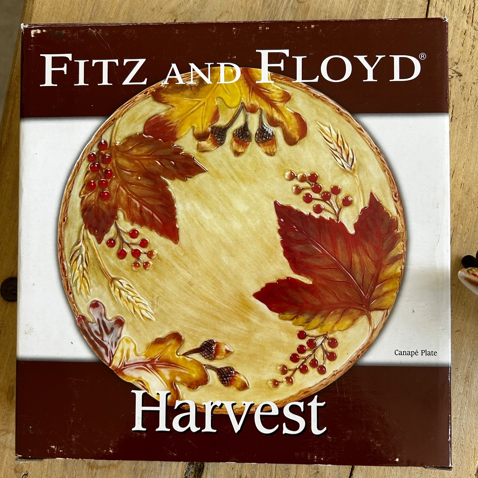 Fitz and Floyd Classics Harvest Gourmet Canape Plate Acorns Thanksgiving Fall